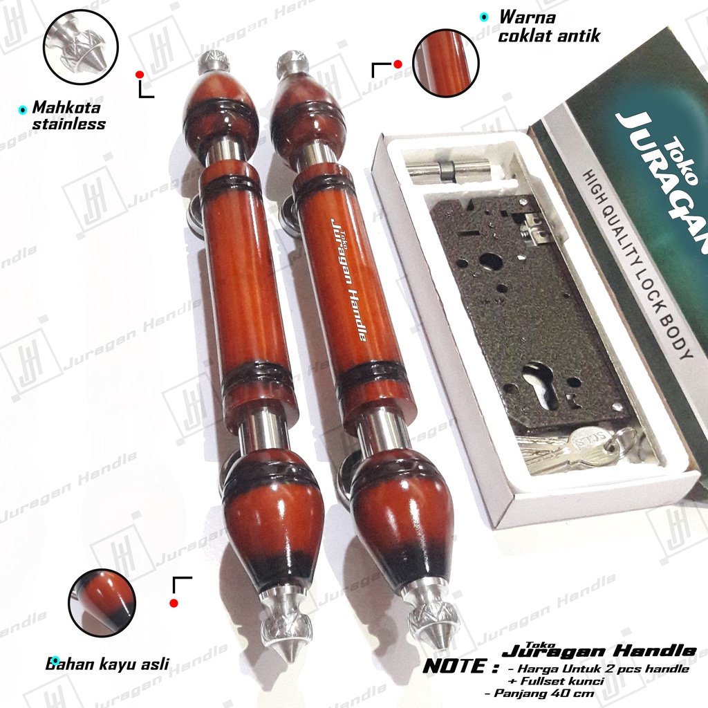 satu set handle kunci pintu rumah 40 cm grosir gagang pintu pegangan pintu rumah minimalis tarikan pintu terbaru model sawo coklat