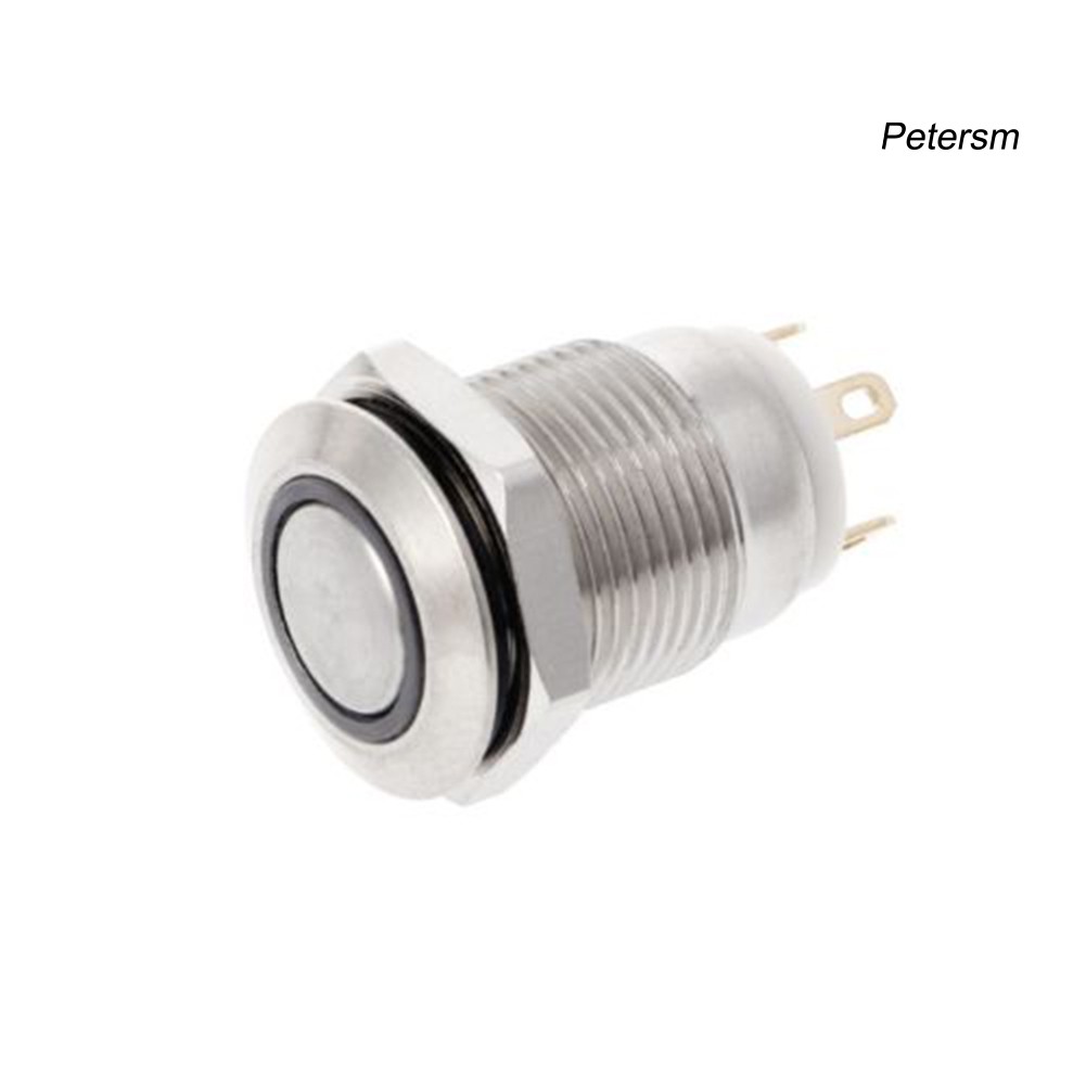 Rxx Saklar Tombol Tekan Momentary Metal 12mm Dengan Lampu Led 3a / 220v Dc Untuk Mobil / Perahu