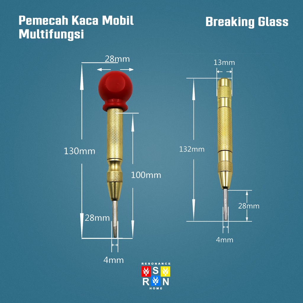 Pemecah Kaca Jendela Mobil Car Safety Hammer Alat Bantu Darurat Survival Tools Resonance Home