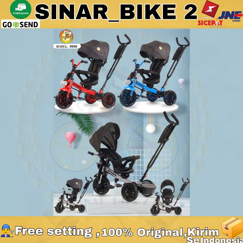 Sepeda Anak Roda Tiga Canopy Pacific Tricycle 9950 Bisa Adep Depan Dan Belakang