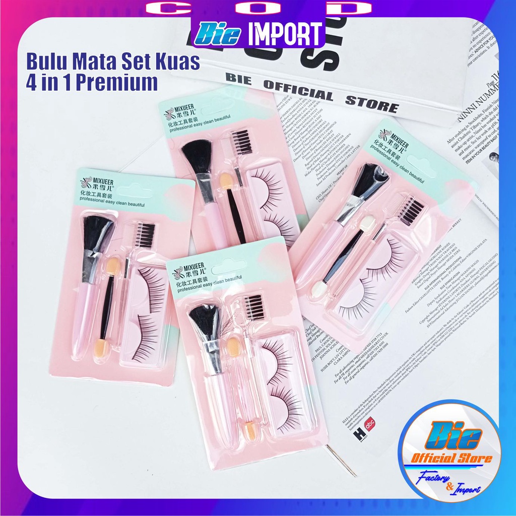 4 in 1 Bulu Mata Palsu Set Eyes Brush Make Up Premium Impor Best Seller