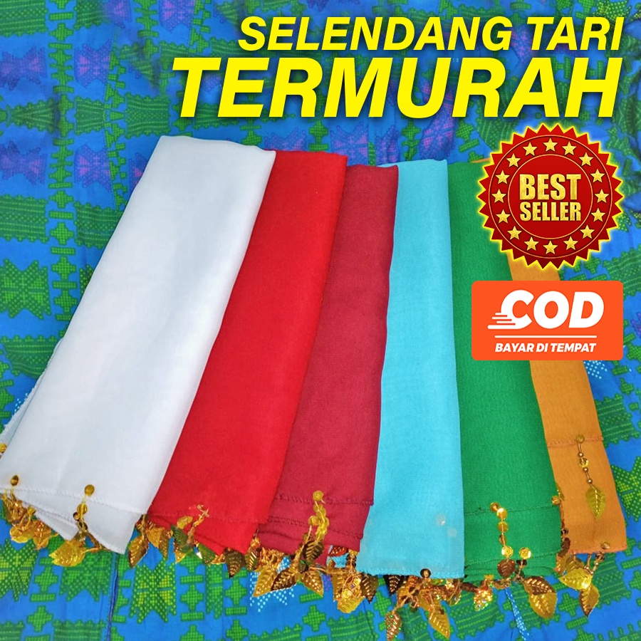 Sampur Tari 2 Meter Anak SD Panjang / Selendang Tari Gombyok Payet / Bahan Sifon Murah 200 X 35