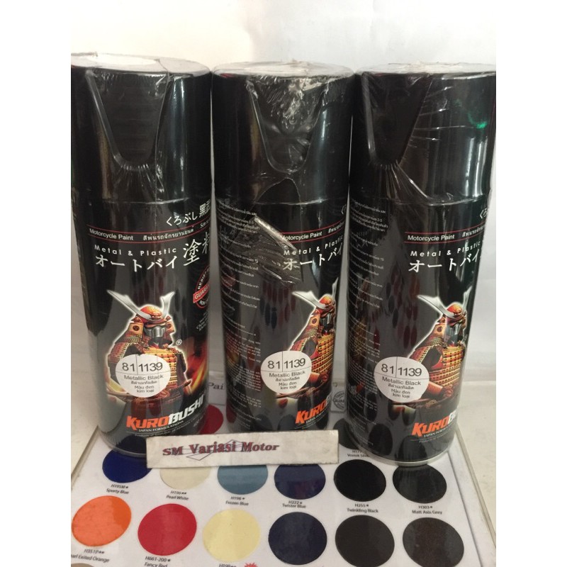 Pilok Samurai Metallic Black 1139 400ml -Hitam Metalik Pilox Samurai Paint Cat Semprot