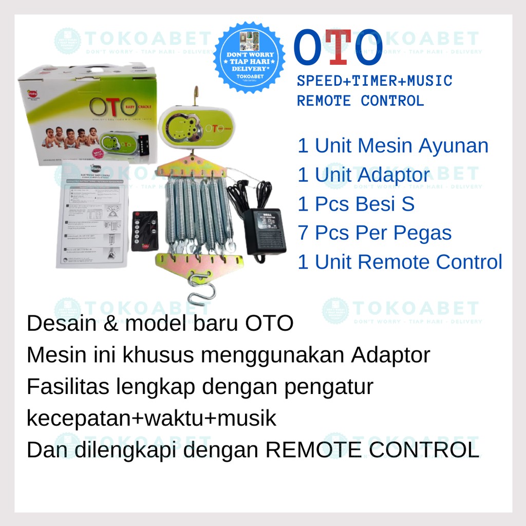 Mesin ayunan bayi otomatis OTO Remote Control Timer Music Speed  perlengkapan tidur baby TOKOABET