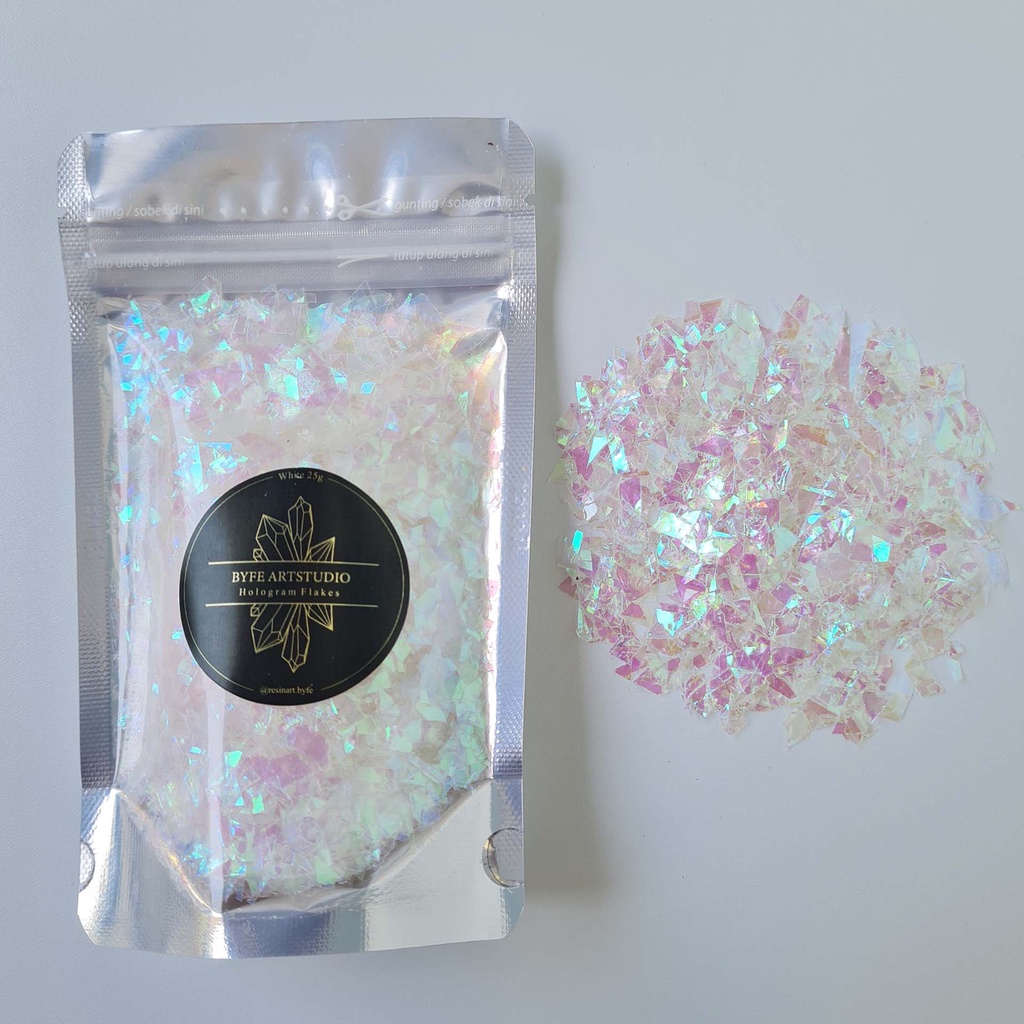 BYFE HOLOGRAM AURORA FLAKES GLITTER bahan kerajinan art 25gram