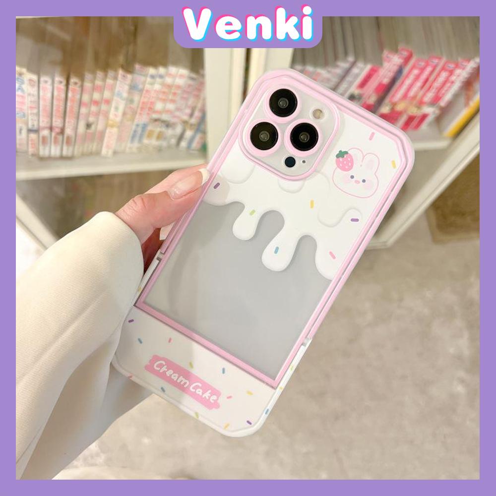 iPhone Case Acrylic Invisible Folding Stand Silicone Soft Case Airbag Shockproof Cover Camera Cream Bunny Cute Compatible For iPhone 11 Pro Max 13 Pro Max 12 Pro Max 7Plus xr XS