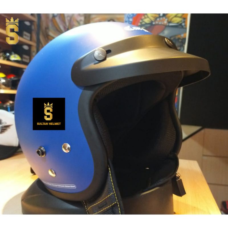 Helm Retro Cargloss CFM Biru Doff
