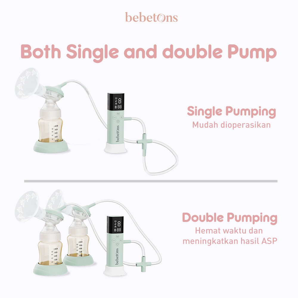 BEBETONS PALM Rechargeable Double electric Breast Pump / Pompa ASI Elektrik Ganda Portable