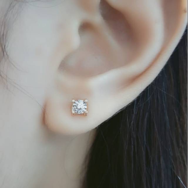 Anting solitaire illusion/ anting berlian / rosegold / berlian eropa