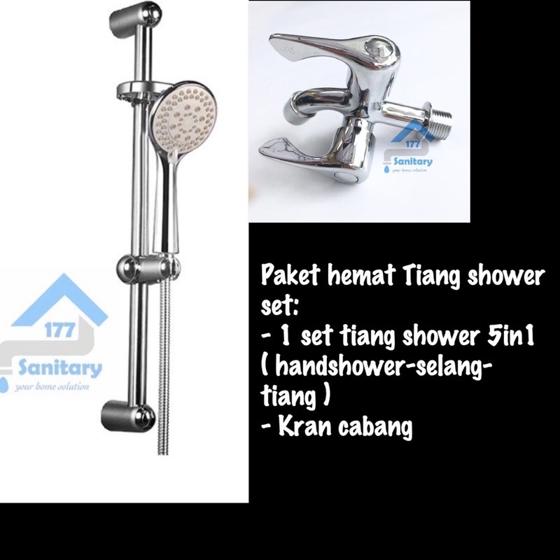 Paket Tiang Shower Murah 1066 &amp; Kran Cabang DB- paket Hemat Mumer shower mandi semprotan spray