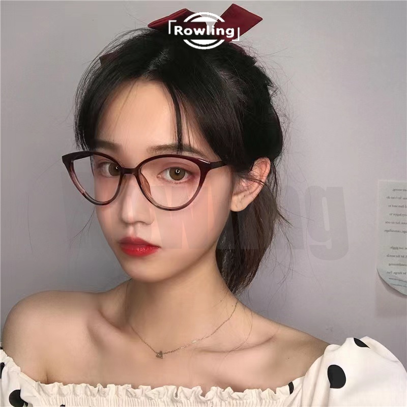 Rowling(ka-236) Kacamata Retro Terbaru Cat Eye  Wanita Import Kacamata Fashion Fuji