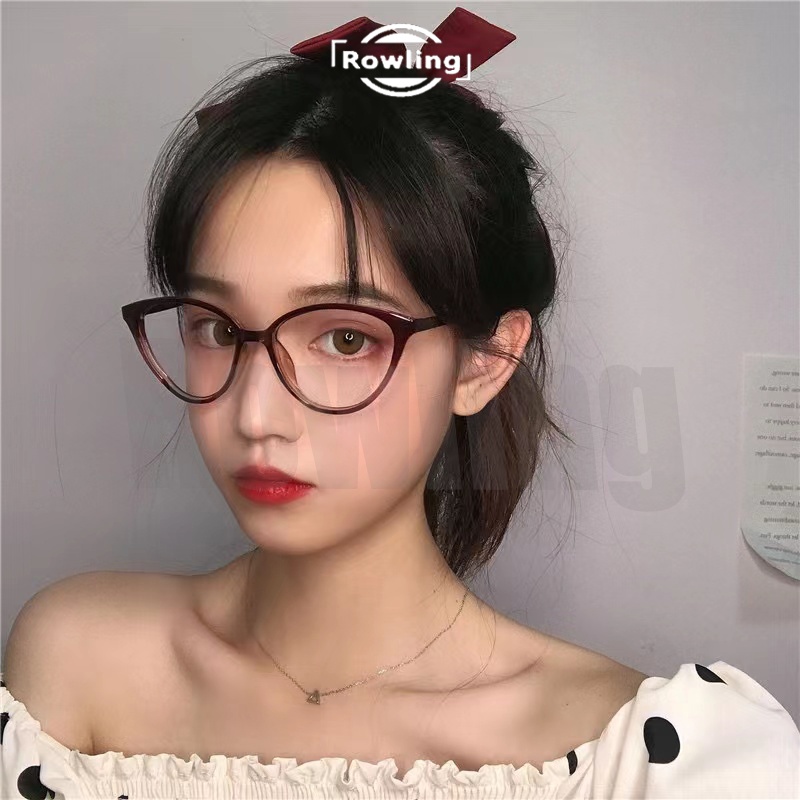 Rowling(ka-236) Kacamata Retro Terbaru Cat Eye  Wanita/Pria Import Kacamata Fashion Fuji