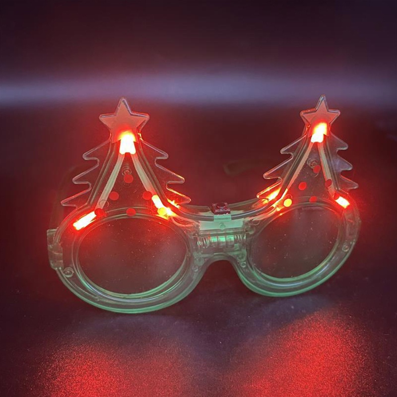 Kacamata LED Flash Bentuk Butterfly Knot / Christmas Tree / Reindeer Untuk Hadiah Pesta Natal