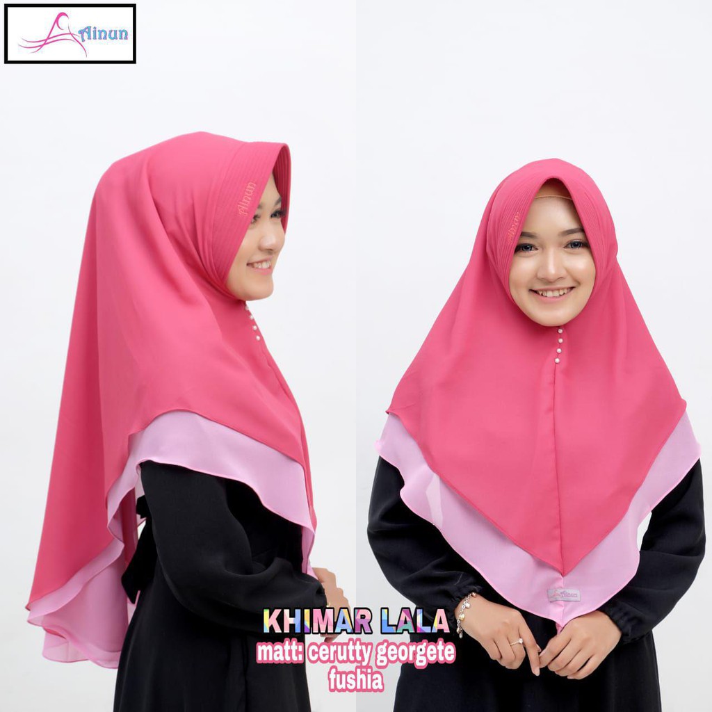 KHIMAR LALA AINUN HIJAB / JILBAB CERRUTY DUA LAYER KOMBINASI