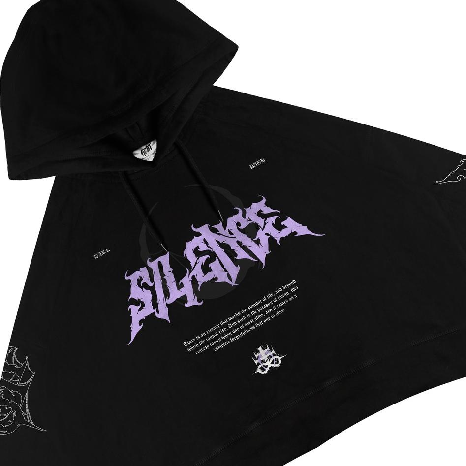 Koleksi Terbaru.. GRDT Silence Hoodie Oversize Crop Top Black