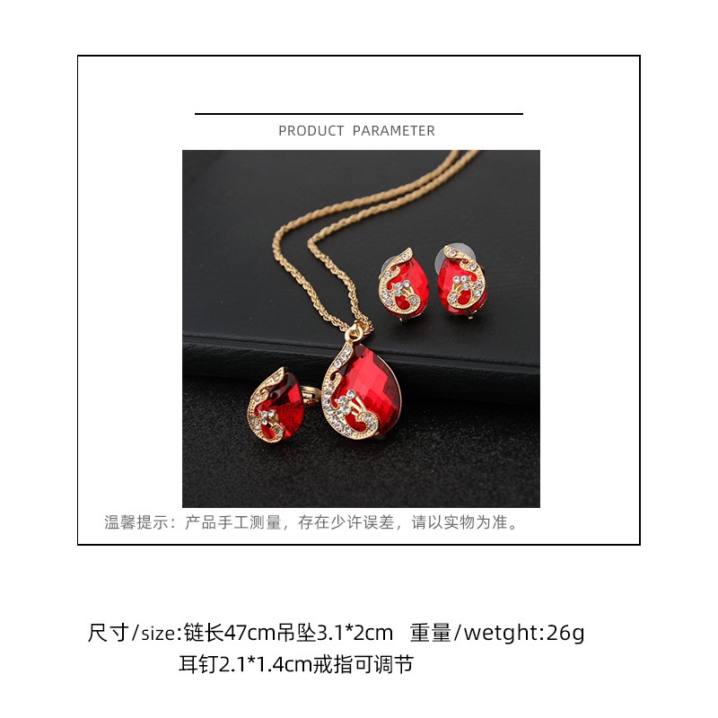 Korea ornamen indah peacock kristal set kalung Korea gaya temperamen elegan anting-anting kalung cin