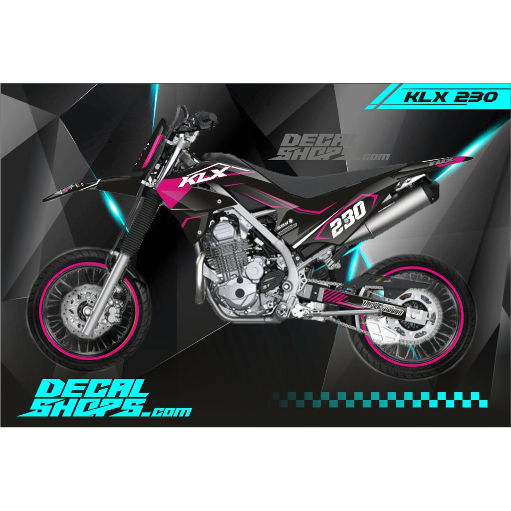 DECAL KLX 230  MURAH DECAL KLX 230 KEREN DECAL KLX 230 MERAH HITAM DECAL KLX 230 SUPERMOTO PINK 1