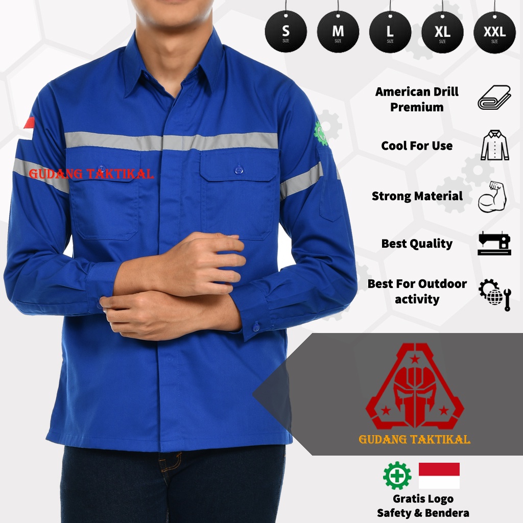 KEMEJA SAFETY K3 BAJU WEARPACK OUTDOOR - Seragam Kerja Lengan Panjang Proyek Tambang Alat Berat PLN 