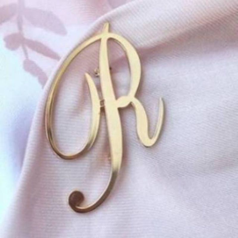 Bros Inisial Nama Lapis Emas Elegan Satu Huruf