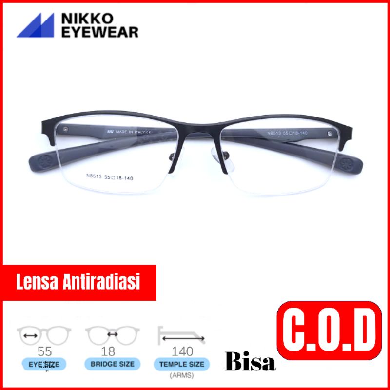 Frame Kacamata Pria N8513 Gratis Lensa Minus