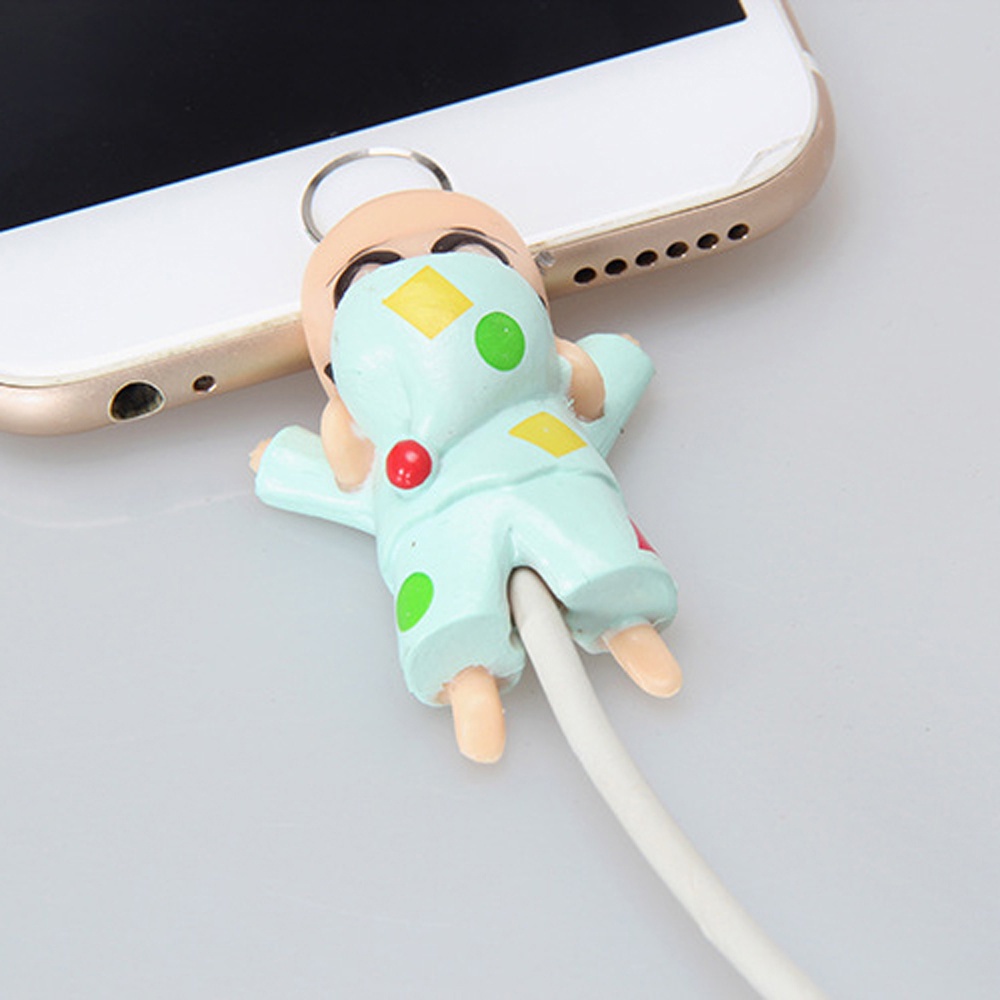 QUINTON Phone Accessory Cable Bite Protector Type C Cable Cable Winder Crayon Shin-chan Earphone Cord Bite Anime Cord Protector Cable Protector Cartoon for iPhone Usb Cable Organizer