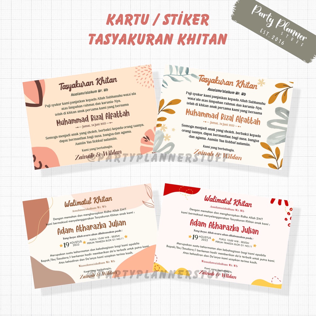 Kartu ucapan khitan anak / stiker ucapan walimatul khitanan anak / kartu ucapan tasyakur khitan anak
