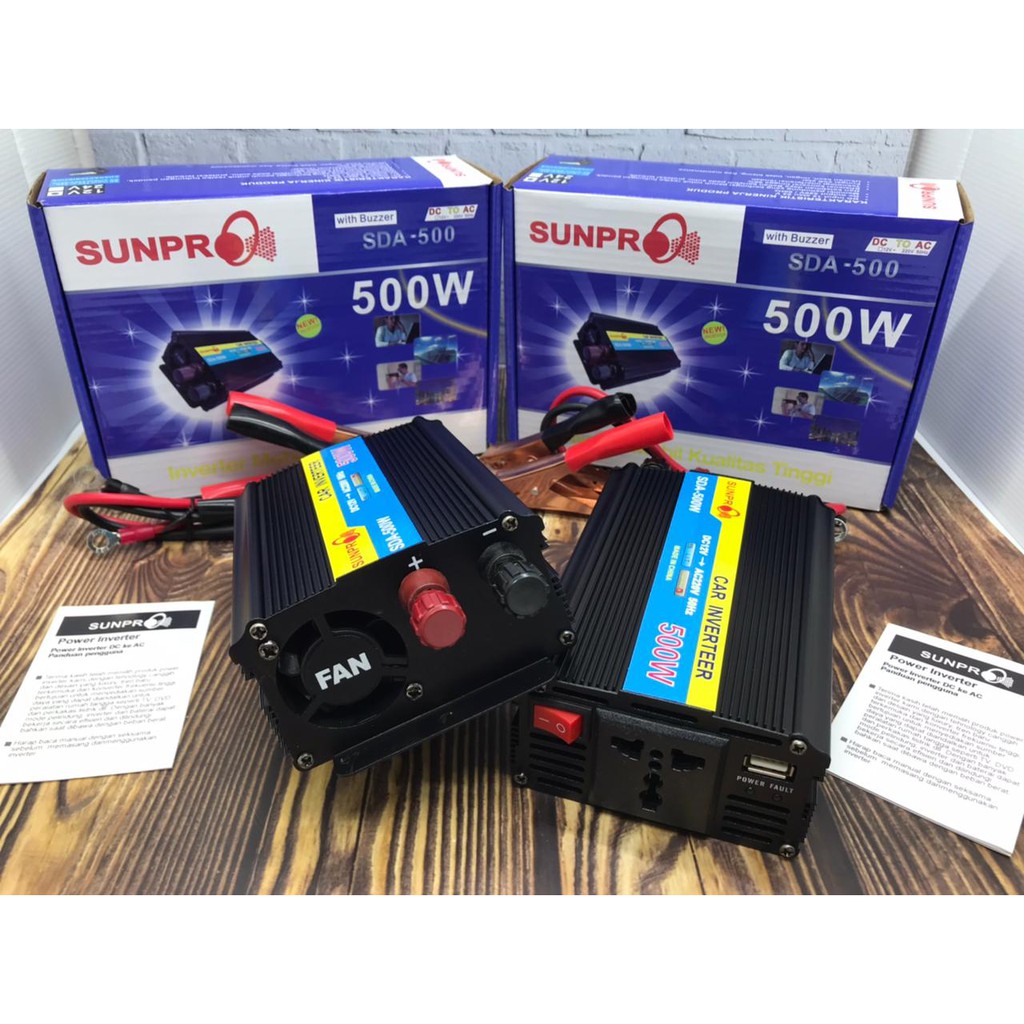 Inverter Mobil kualitas Tinggi Sunpro 500Watt with Buzzer SDA-500