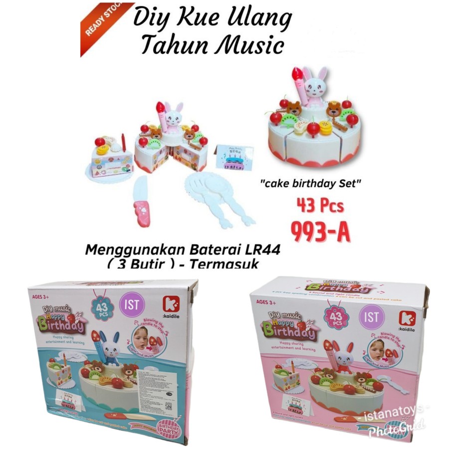 MWN Mainan DIY Music Happy Birthday Kue Ulang tahun 43 pcs 986-1