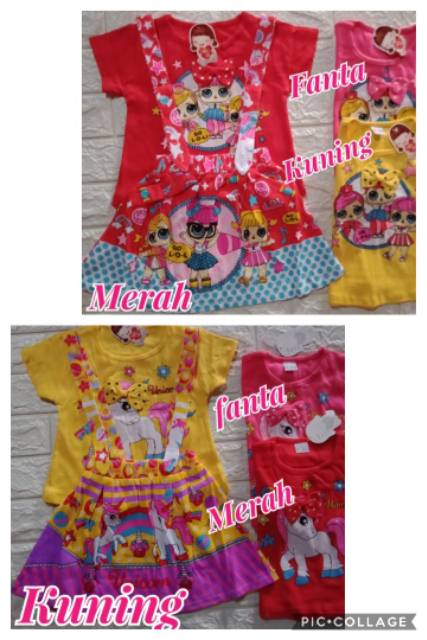 Setelan celana pendek anak cewek 1-3 tahun motif boneka bear beruang LOL UNICORN / setelan celana pendek anak perempuan