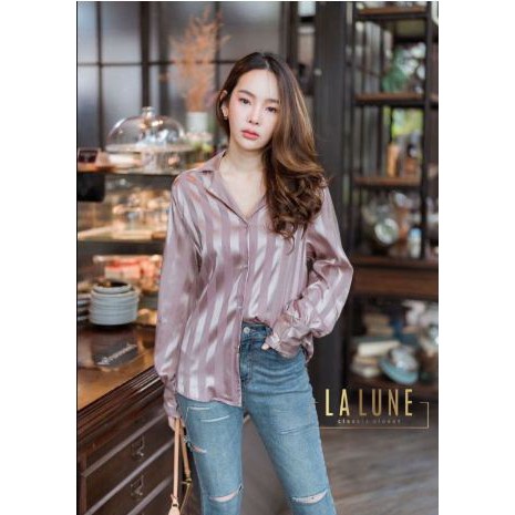 ZARA MOTIF - KEMEJA WANITA LALUNE MOTIF ZARA SALUR  - BAJU WANITA ORIGINAL BANGKOK