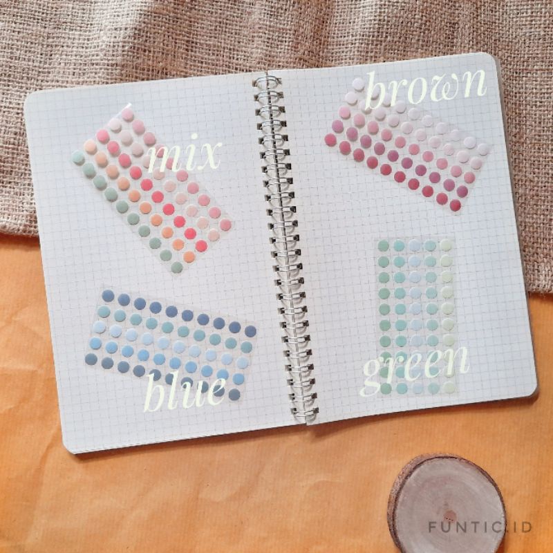 

Stiker round bulat dot warna warni untuk journal scrapbooking aesthetic pastel