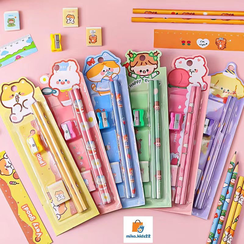 

ALAT TULIS PENSIL SET 5 IN 1 / 5 IN 1 STATIONARY SET /PAKET ALAT TULIS /PAKET PENSIL
