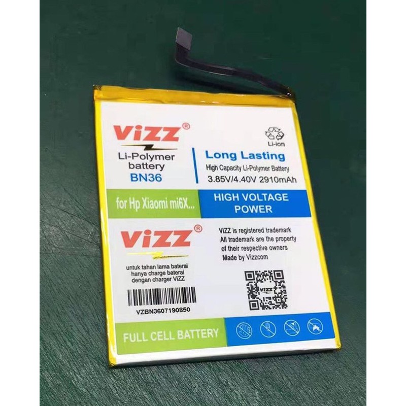 Vizz Double Power Battery Batre Baterai Vizz Xiaomi MI6X Mi 6x MiA2 Mi A2 BN36 BN-36 BN 36