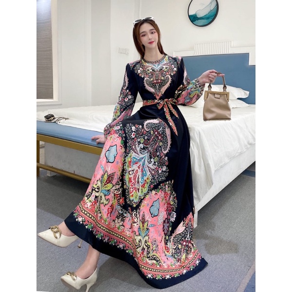 SALE!!! RESTOCK!!! DRESS GAMIS ESTILO SERIES 02 IMPORT BKK-hitam pink cantik