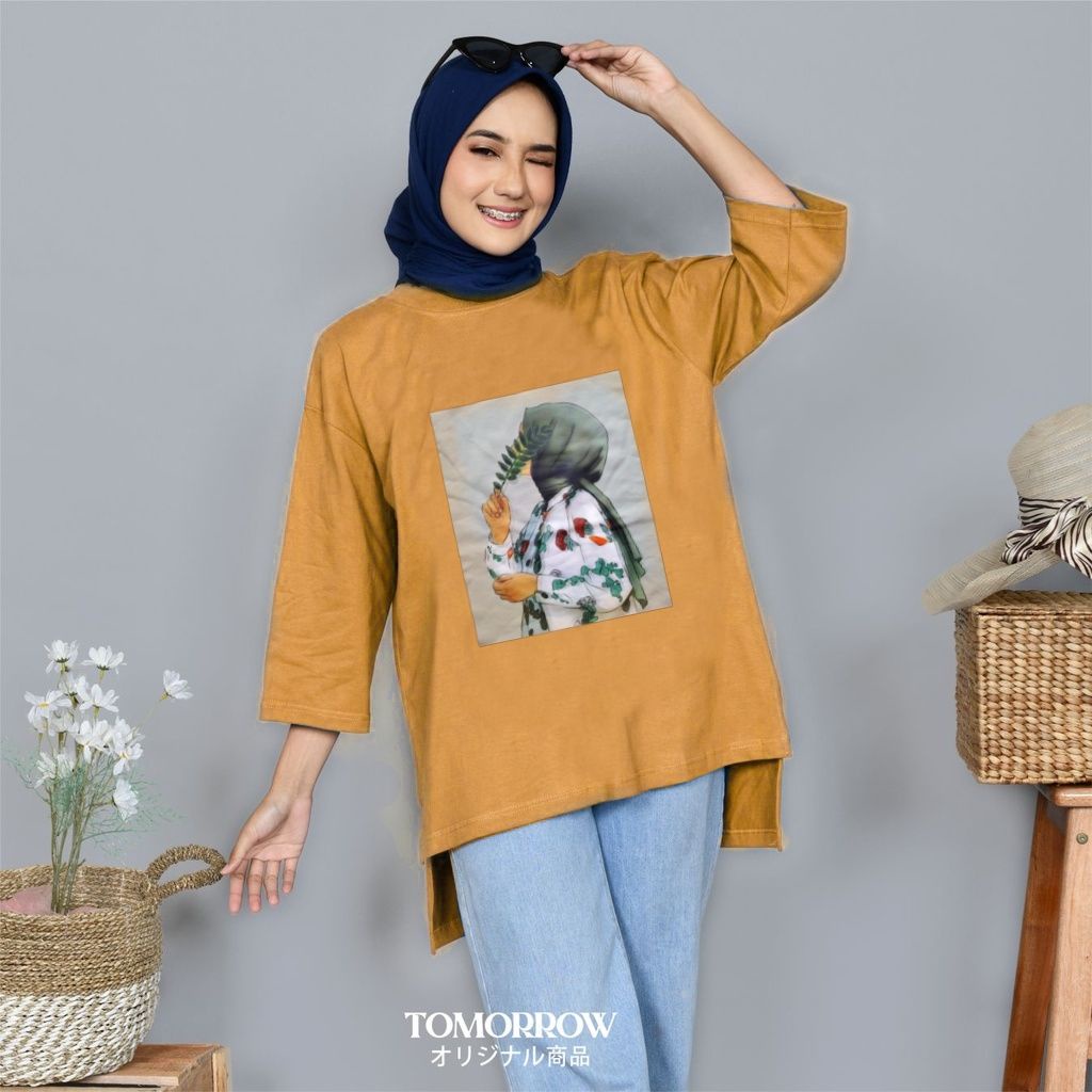 Rona Top Blouse Wanita  Import BabyTeri  Atasan Wanita Lengan 7/8 Baju Top Kekinian