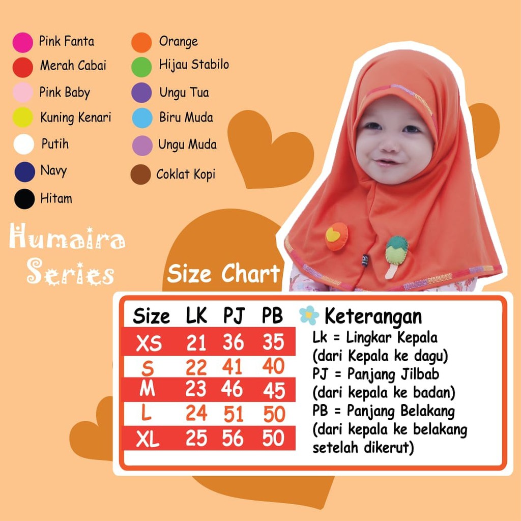 Jilbab Anak RIFARA HUMAIRA ( Size XS, S dan M), Jilbab Toping, Jilbab Unik