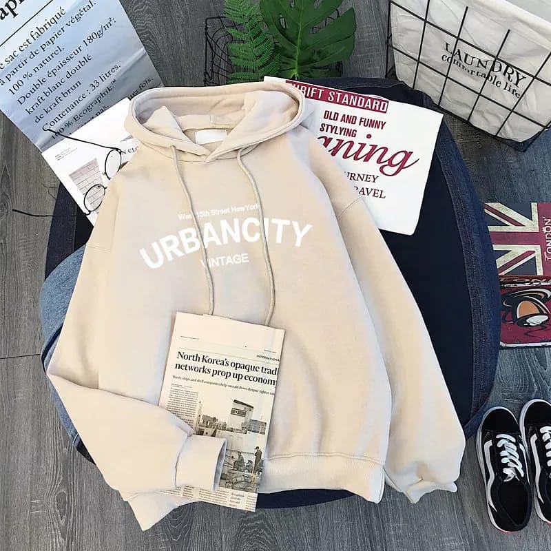 Hoodie Cewek Cowok Unisex Urbancity Bahan Fleece Tebal