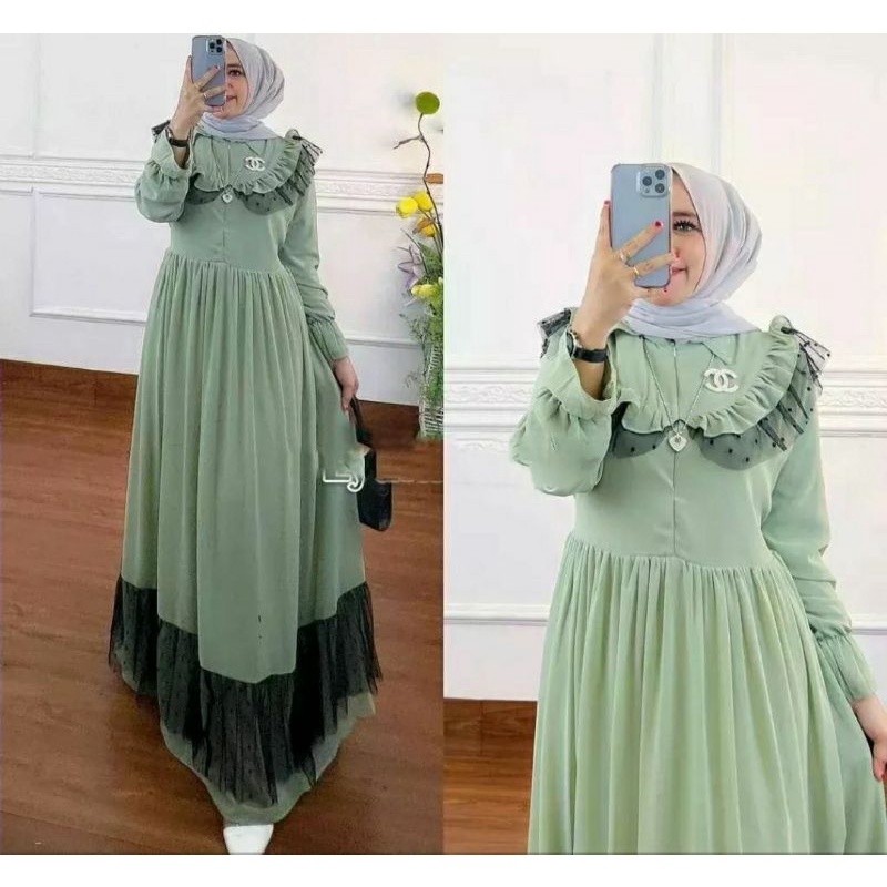 gamis wanita remaja Rara Maxy baju gamis dress ceruty full furing baju gamis terbaru