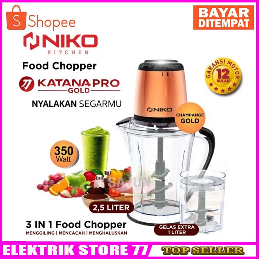 Niko Katana Pro Gold Magic Food Chopper Pengiling Daging,Bumbu,Makanan