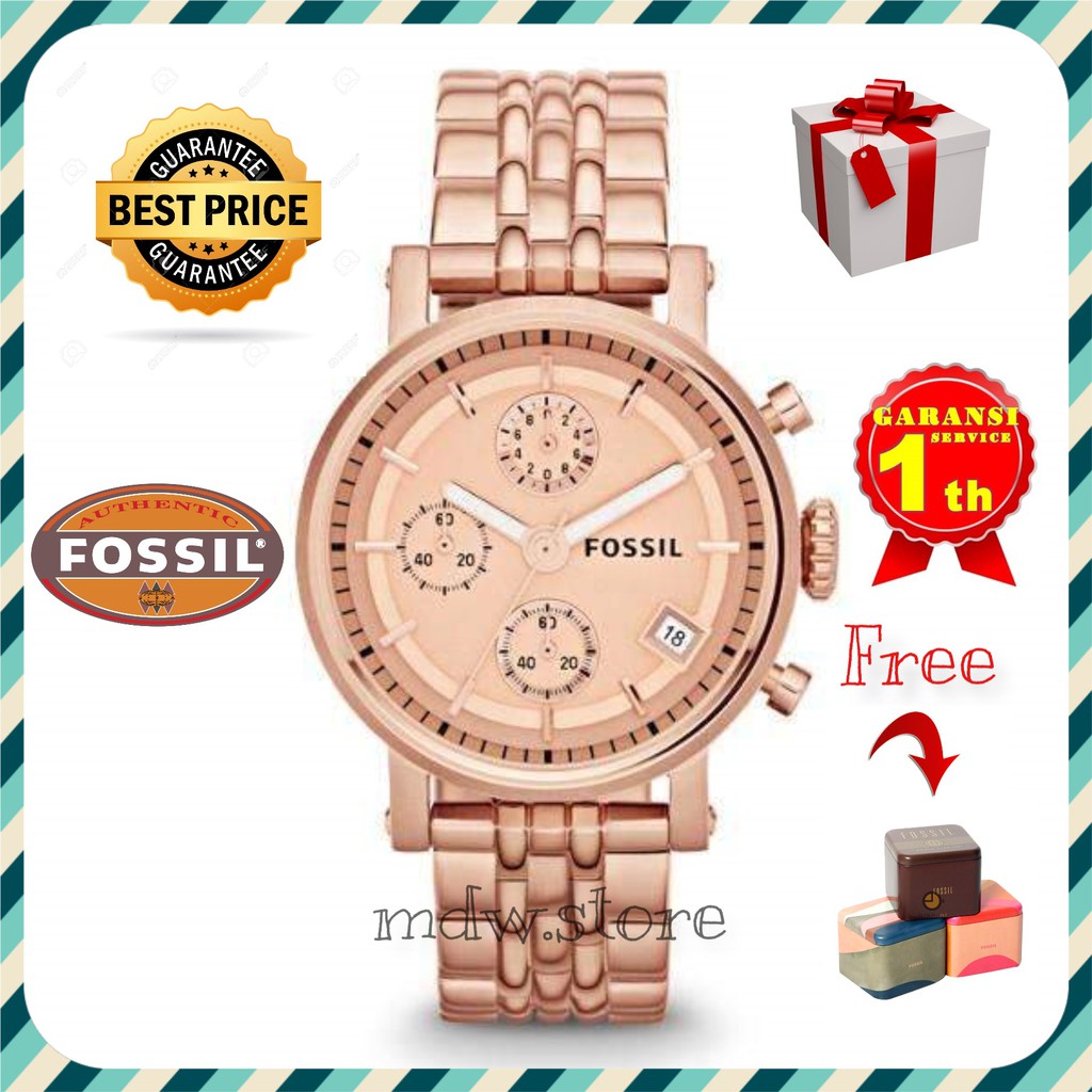 Fos sil Type ES 3380 ES3380 Jam Tangan Wanita Original & Manual Book Garansi