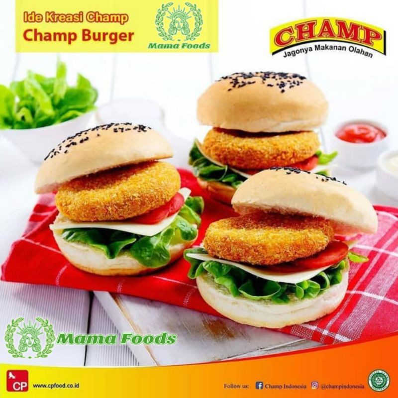 

Champ Burger 315gr Isi 6 Pcs Daging Ayam Chicken Nugget Crispy Krispi