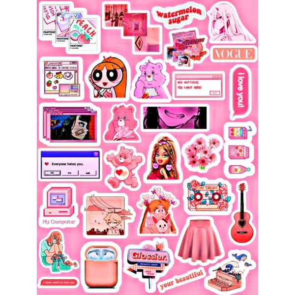 

(COD)STICKER PINK 30PCS(SUDAH DIGUNTING)