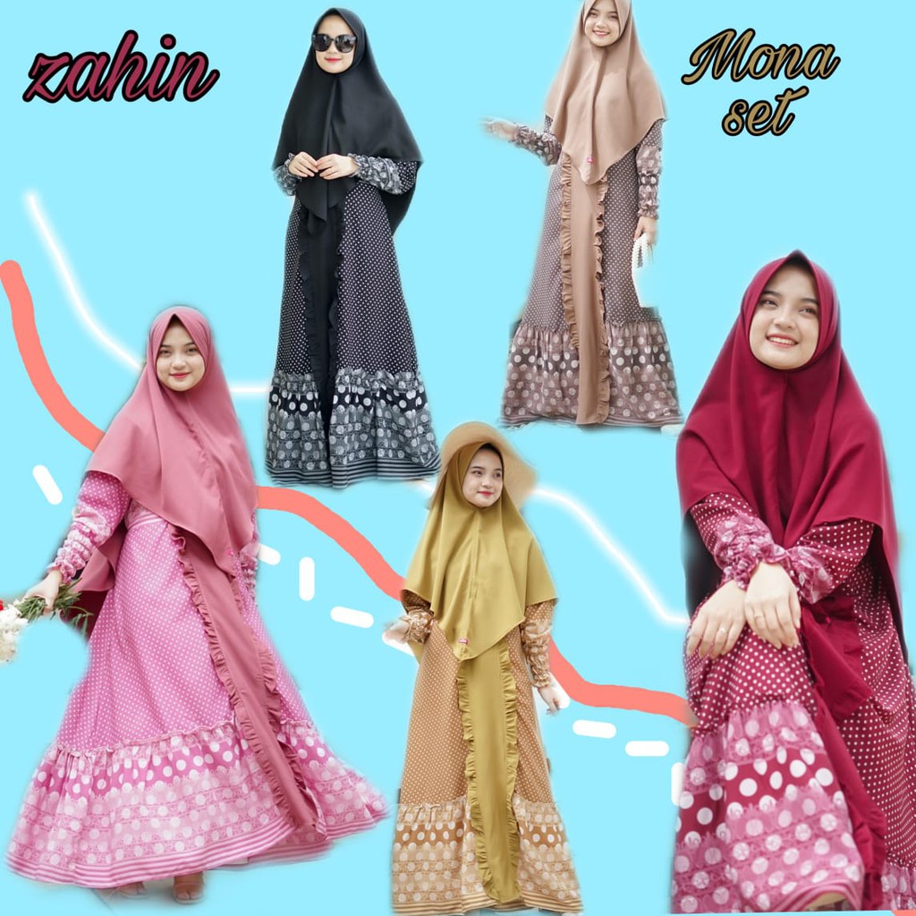 SALE GAMIS zahin motif polka Mitha syari terbaru motif polkadot dress muslimah style