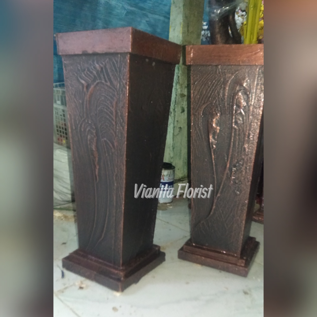 Pot bunga kotak dari kayu perlengkapan bunga hias