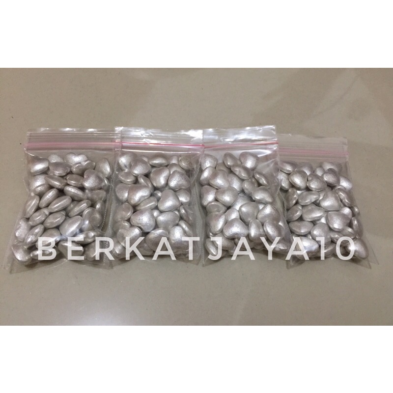 Sprinkle Mutiara Silver bentuk Love Hati Edible 20gr Dekorasi Kue