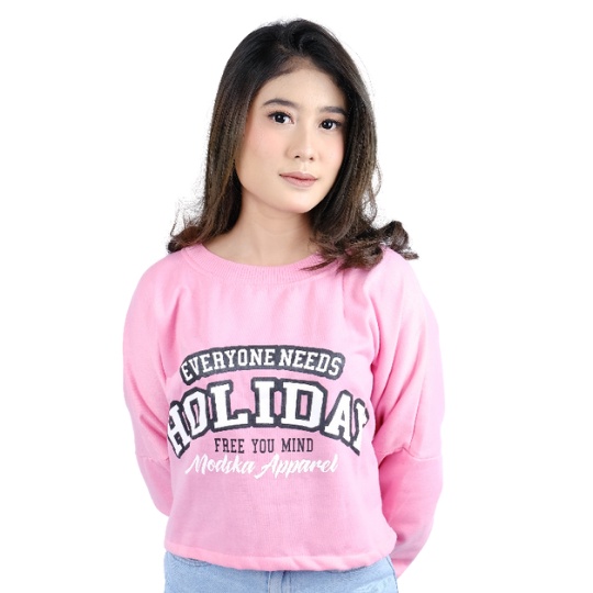 Modska Oversize - Crewneck Crop  Wanita