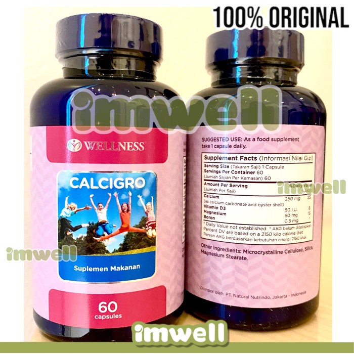 Wellness Calcigro Vitamin Calcium Anak Boron Vitamin D3 (60) Ori Vit Anak -