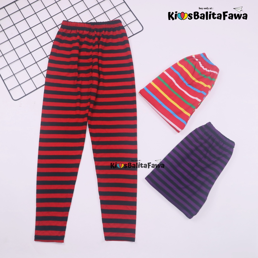 Legging Motif Salur uk 8-12 Tahun / Celana Salur Panjang Anak Perempuan Lejing Laging Tanggung Murah Motif Adem