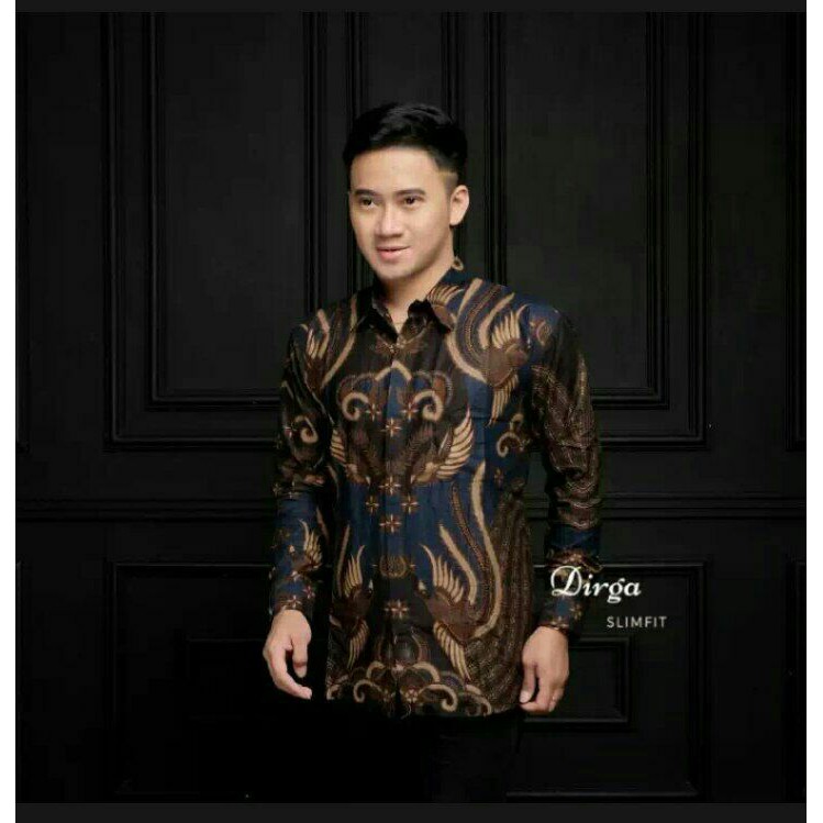 Batik Pria Lengan Panjang BATIK NAKULA HRB026 motif KERATONAN Kode 002 size M L XL XXL Reguler