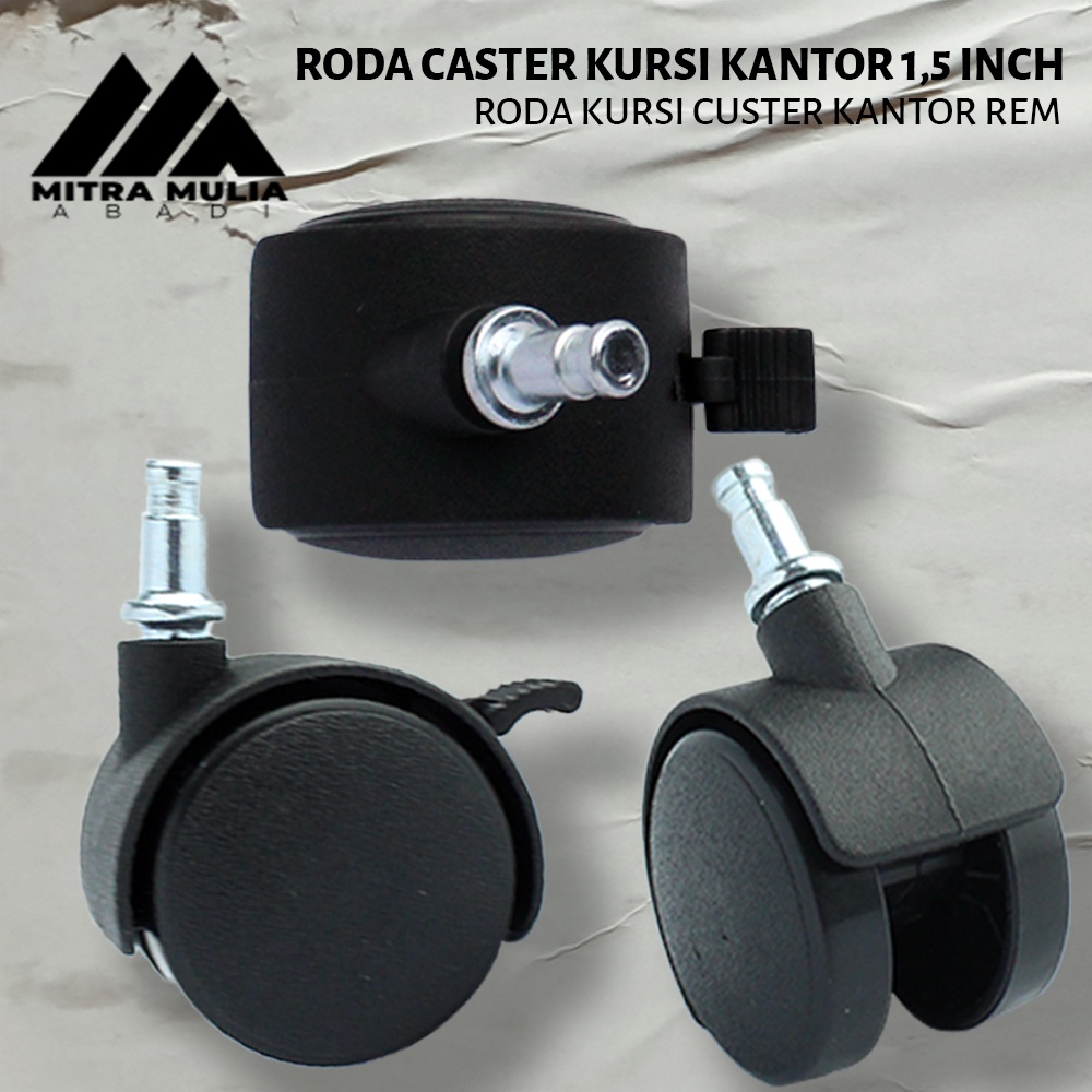 Roda Caster Kursi Kantor 1.5 Inch I Kastor I Kursi I Rak I Etalase - Tancap + Rem